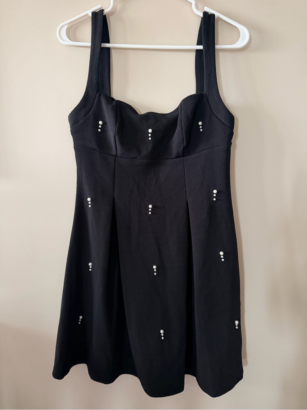 SHEIN - Women’s Classic Black Sleeveless Pearl-Accent Dress